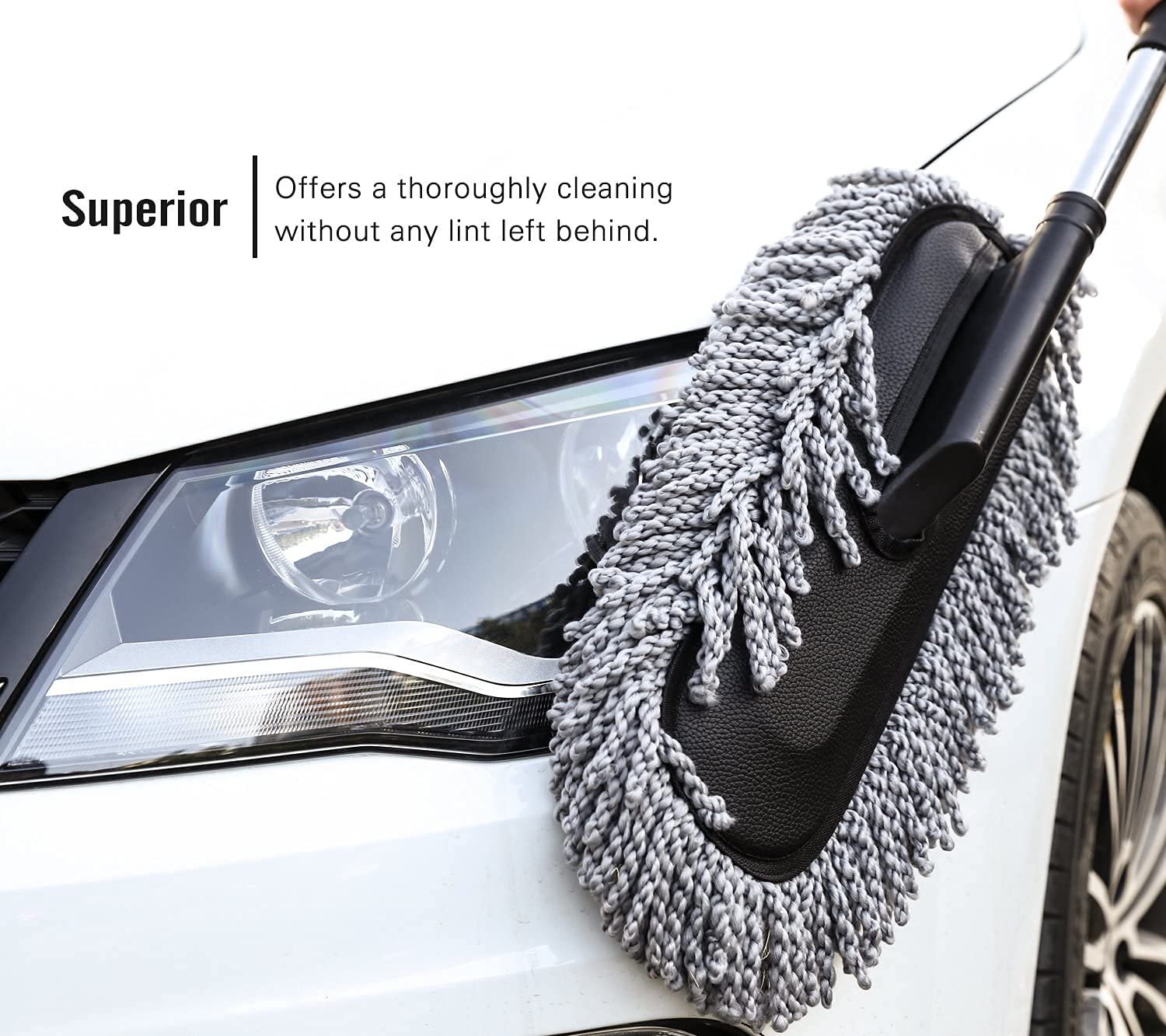 Splendid Super Soft Microfiber Car Duster Exterior with Extendable Handle, Car Brush Duster for Car Cleaning Dusting - Grey